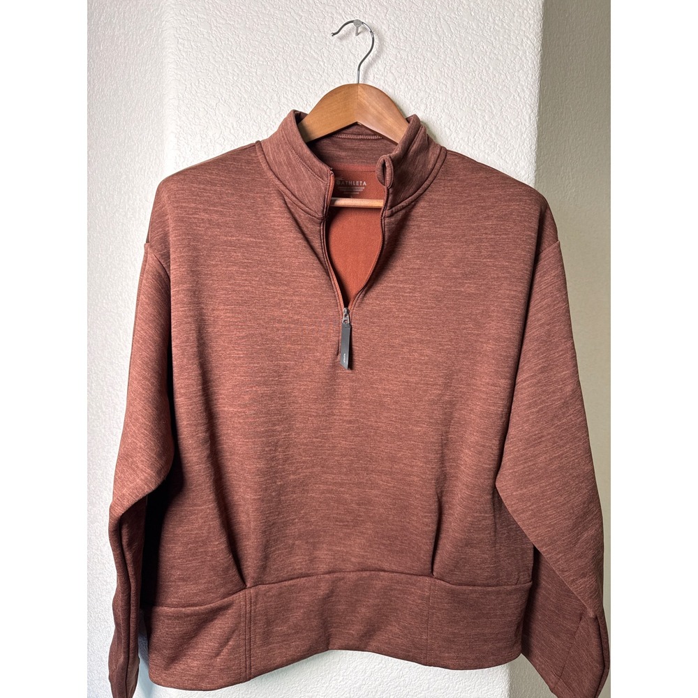 Athleta Altitude Polartec Half Zip Sweatshirt Brown Mahogany L NWT Fall Gorpcore